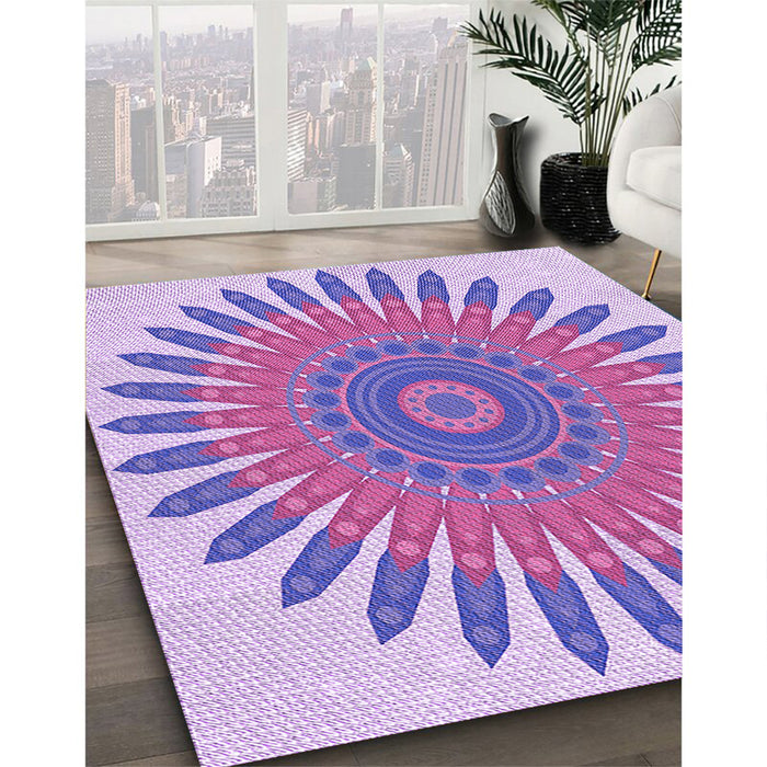Patterned Mauve Purple Rug in Family Room, pat1893pur