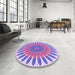 Round Patterned Mauve Purple Rug in a Office, pat1893pur