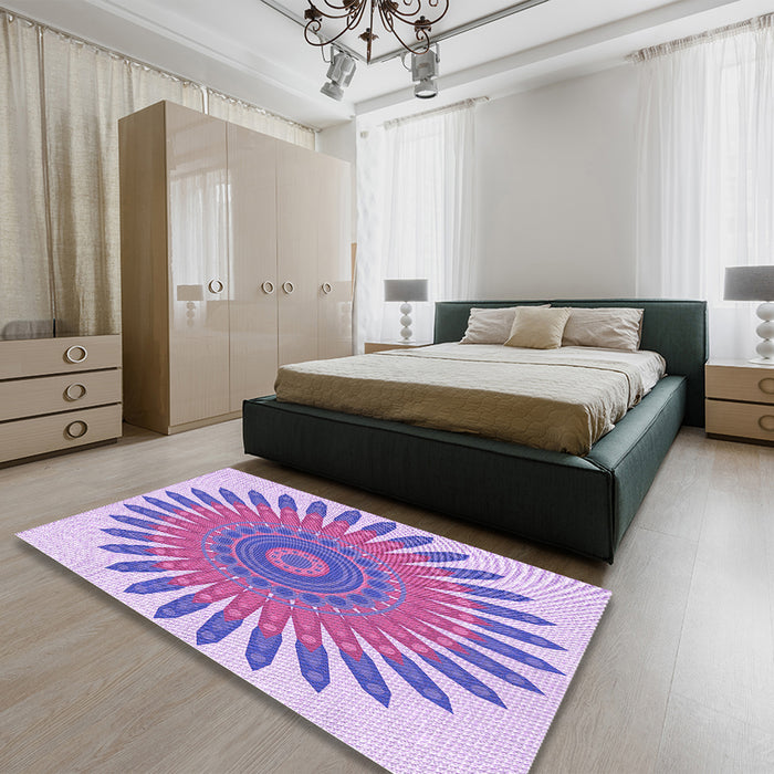 Patterned Mauve Purple Rug in a Bedroom, pat1893pur