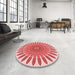 Round Patterned Baby Pink Rug in a Office, pat1893rd