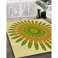 Patterned Dark Golden Brown Rug, pat1893yw