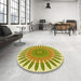 Round Patterned Dark Golden Brown Rug in a Office, pat1893yw