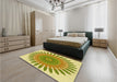 Round Machine Washable Transitional Dark Golden Brown Rug in a Office, wshpat1893yw