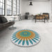 Round Machine Washable Transitional Magic Mint Green Rug in a Office, wshpat1893