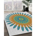 Patterned Mint Green Novelty Rug in Family Room, pat1893