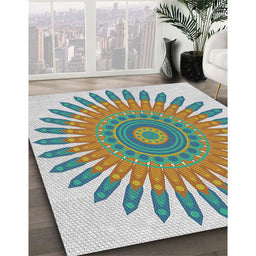 Machine Washable Transitional Magic Mint Green Rug in a Family Room, wshpat1893