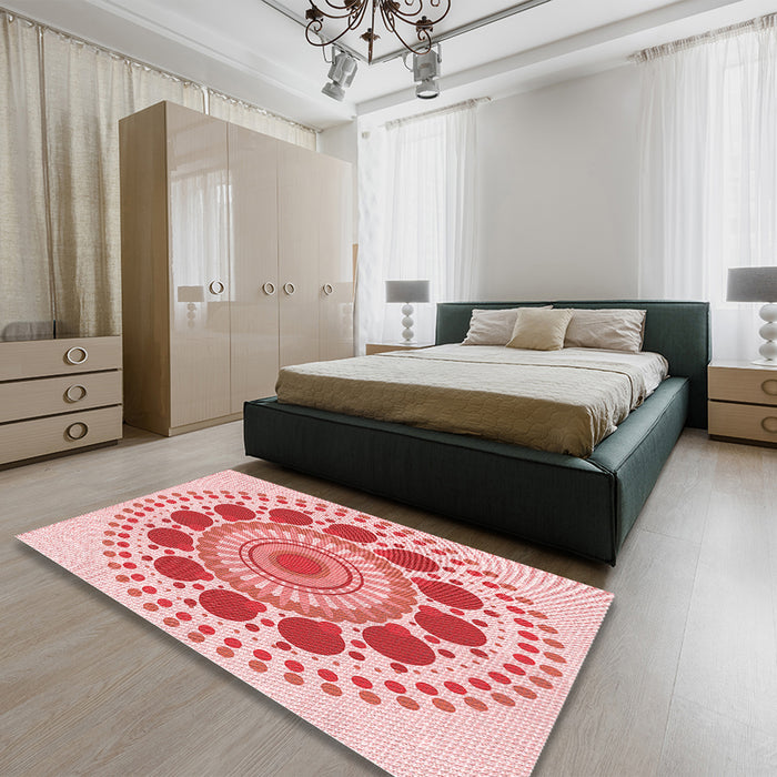 Patterned Pink Rug in a Bedroom, pat1894rd