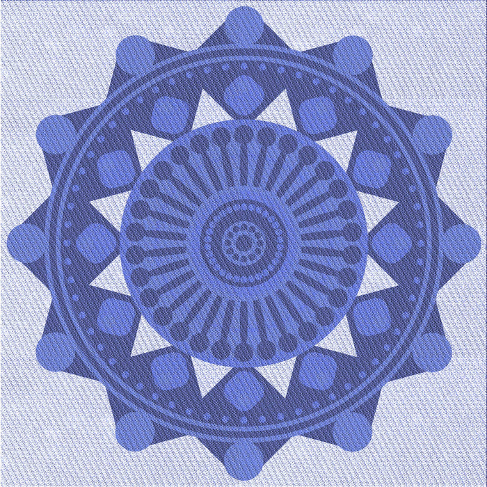Round Patterned Blue Rug, pat1895blu
