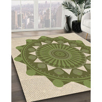 Patterned Olive Green Rug, pat1895brn