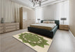 Patterned Olive Green Rug in a Bedroom, pat1895brn