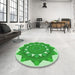 Round Patterned Jade Green Rug in a Office, pat1895grn