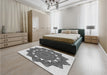 Patterned Carbon Gray Rug in a Bedroom, pat1895gry