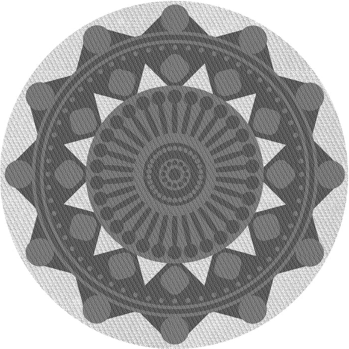 Round Patterned Carbon Gray Rug, pat1895gry