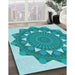 Machine Washable Transitional Light Sea Green Rug in a Family Room, wshpat1895lblu