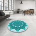 Round Patterned Light Sea Green Rug in a Office, pat1895lblu