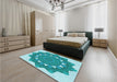 Round Machine Washable Transitional Light Sea Green Rug in a Office, wshpat1895lblu