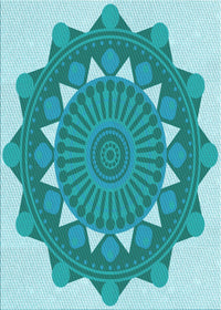 Machine Washable Transitional Light Sea Green Rug, wshpat1895lblu