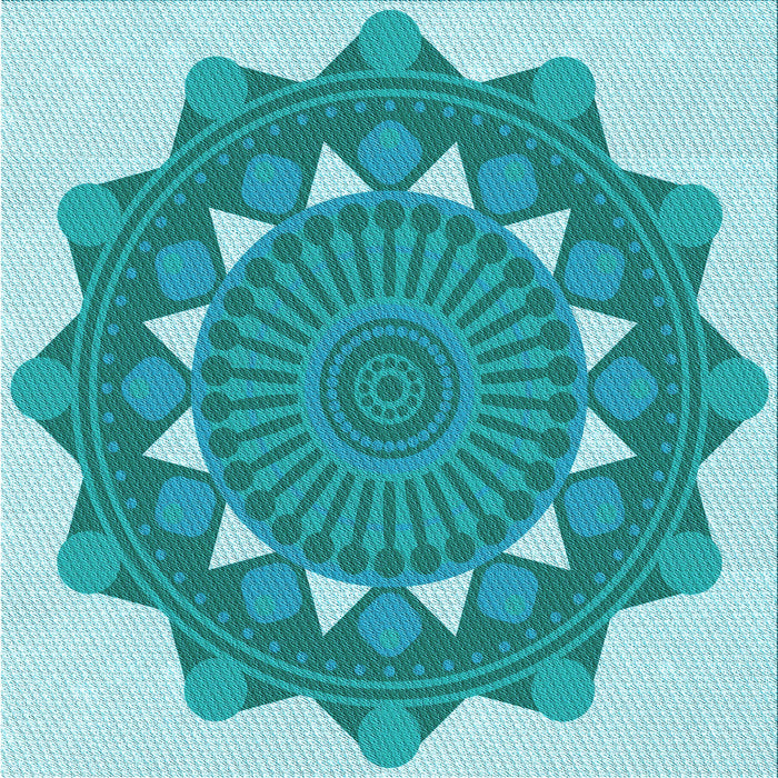Round Patterned Light Sea Green Rug, pat1895lblu