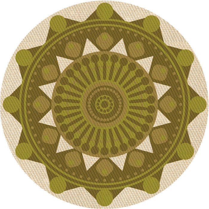 Square Patterned Dark Yellow Green Rug, pat1895org