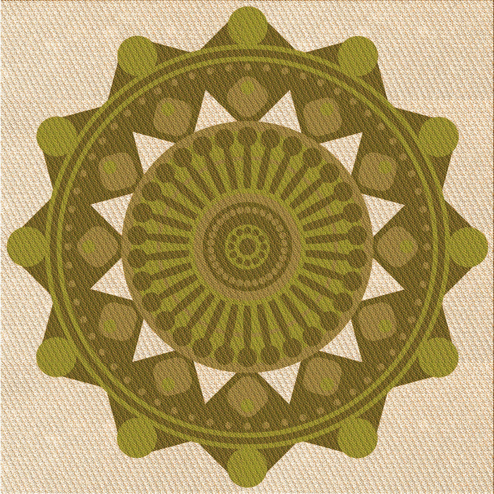 Round Machine Washable Transitional Dark Yellow Green Rug, wshpat1895org