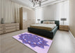 Patterned Slate Blue Rug in a Bedroom, pat1895pur