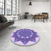 Round Patterned Slate Blue Rug in a Office, pat1895pur