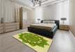 Round Machine Washable Transitional Green Rug in a Office, wshpat1895yw