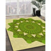 Patterned Green Rug in Family Room, pat1895yw