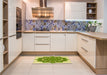 Patterned Green Rug in a Kitchen, pat1895yw