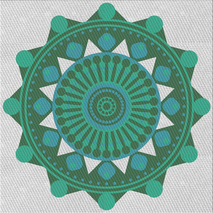 Square Patterned Mint Green Novelty Rug, pat1895