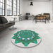 Round Machine Washable Transitional Magic Mint Green Rug in a Office, wshpat1895