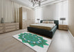 Machine Washable Transitional Magic Mint Green Rug in a Bedroom, wshpat1895