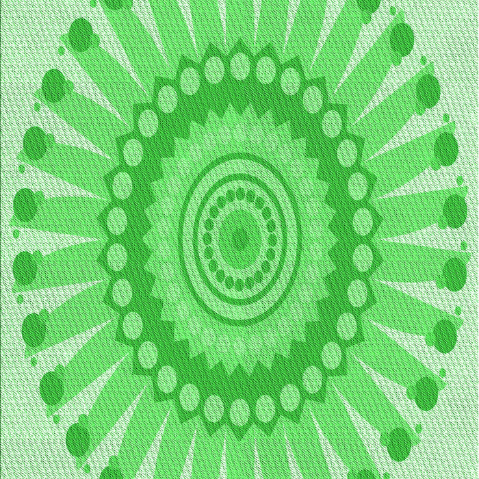 Machine Washable Transitional Green Rug, wshpat1896grn