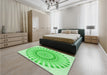 Patterned Green Rug in a Bedroom, pat1896grn