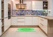 Patterned Green Rug in a Kitchen, pat1896grn