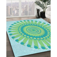 Patterned Green Rug, pat1896lblu