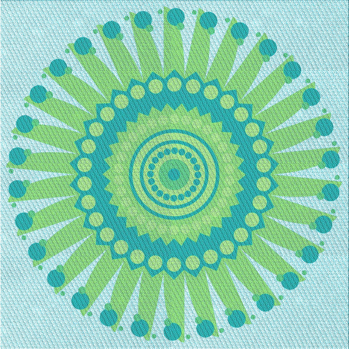 Round Machine Washable Transitional Green Rug, wshpat1896lblu
