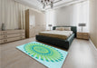 Round Machine Washable Transitional Green Rug in a Office, wshpat1896lblu