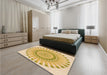 Patterned Orange Gold Rug in a Bedroom, pat1896org