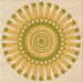 Round Patterned Orange Gold Rug, pat1896org