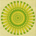 Round Patterned Green Rug, pat1896yw