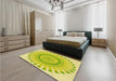 Round Machine Washable Transitional Green Rug in a Office, wshpat1896yw