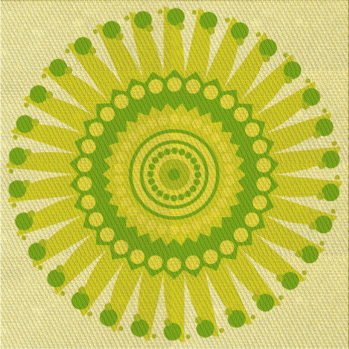 Round Machine Washable Transitional Green Rug, wshpat1896yw