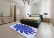 Round Machine Washable Transitional Blue Rug in a Office, wshpat1897blu