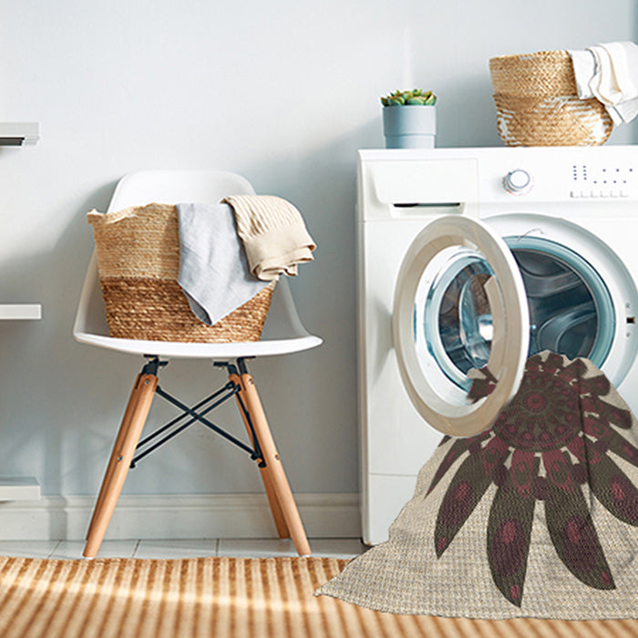 Machine Washable Transitional Sepia Brown Rug in a Washing Machine, wshpat1897brn