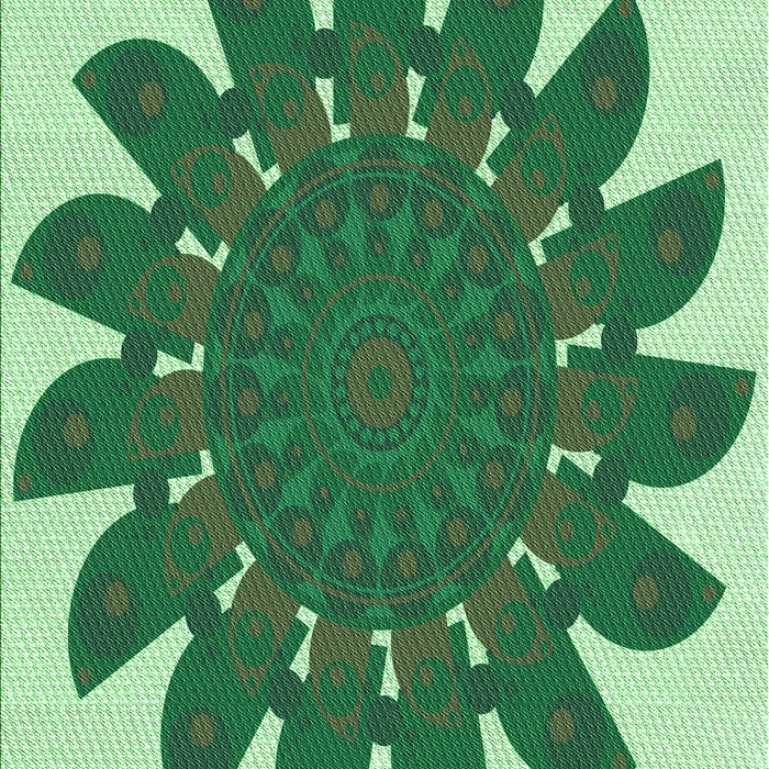 Machine Washable Transitional Green Rug, wshpat1897grn