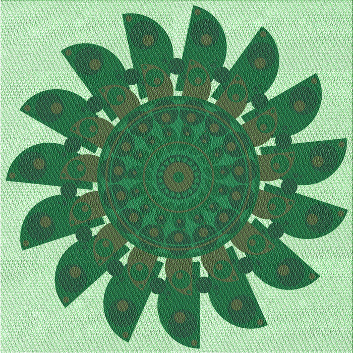 Round Machine Washable Transitional Green Rug, wshpat1897grn