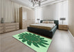 Patterned Green Rug in a Bedroom, pat1897grn