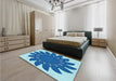 Round Machine Washable Transitional Blue Rug in a Office, wshpat1897lblu