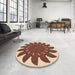 Round Patterned Brown Red Rug in a Office, pat1897org